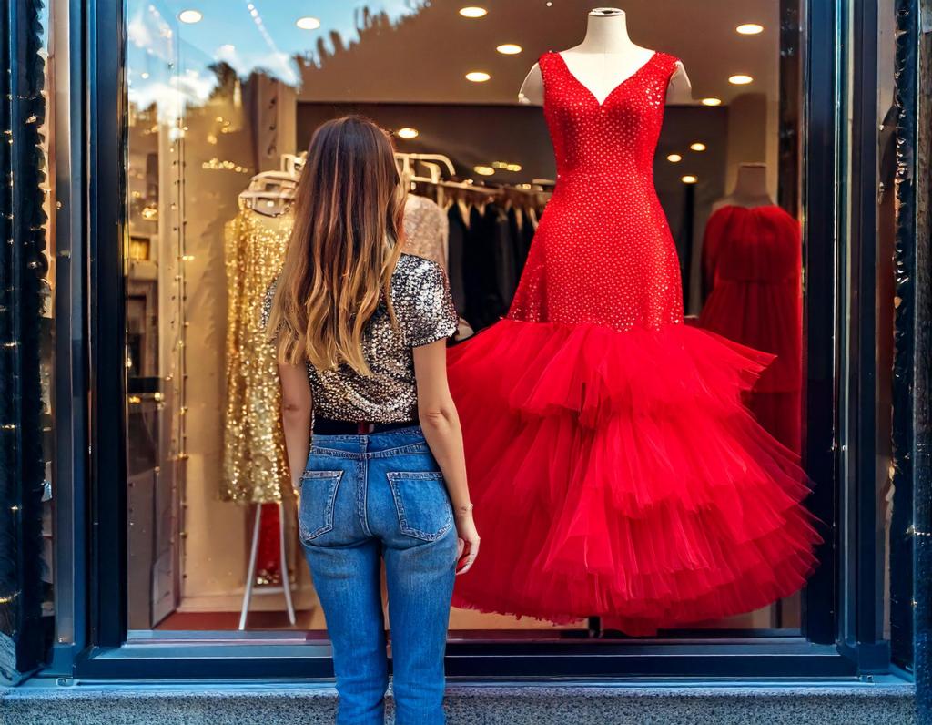 illustration image d'une femme devant une vitrine