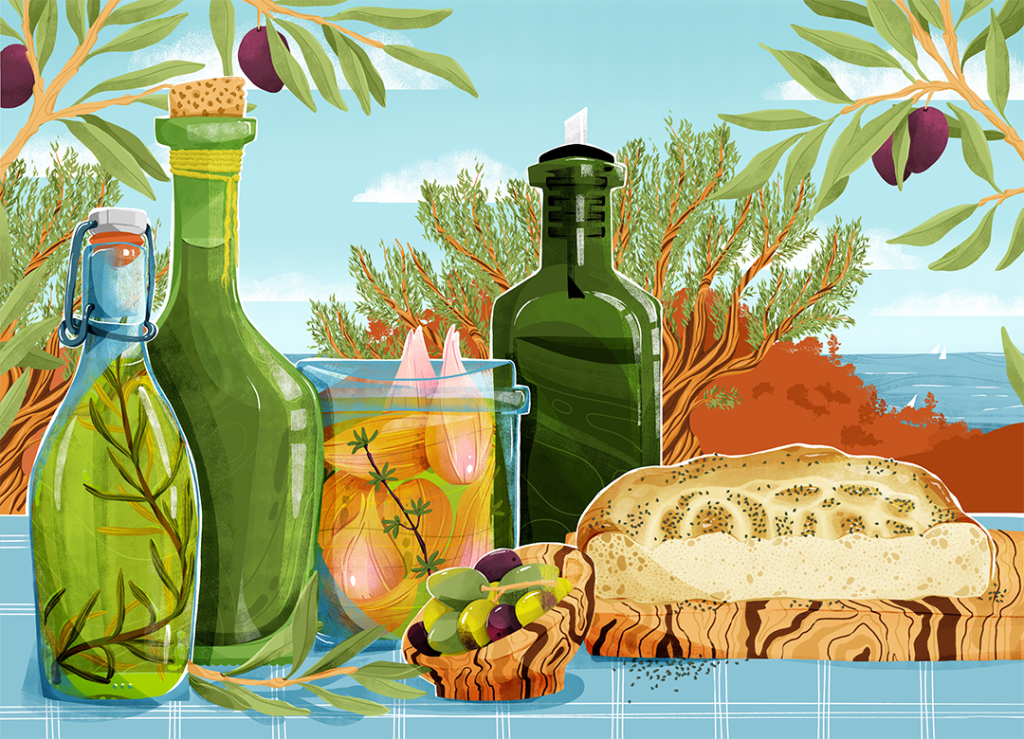 illustration grand format gastronomie méditerranéenne